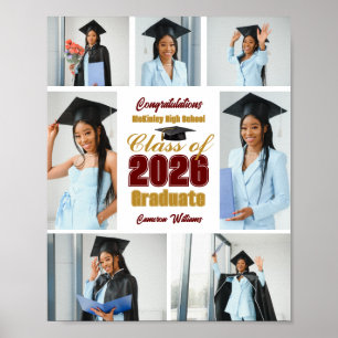 Póster Fiesta de Colaje de Fotos de Graduación de Oro Gra