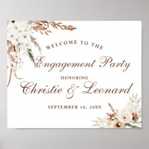 Póster Fiesta de compromiso de Boho elegante de bienvenid