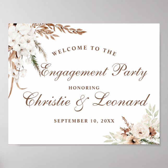 Póster Fiesta de compromiso de Boho elegante de bienvenid (Frente)