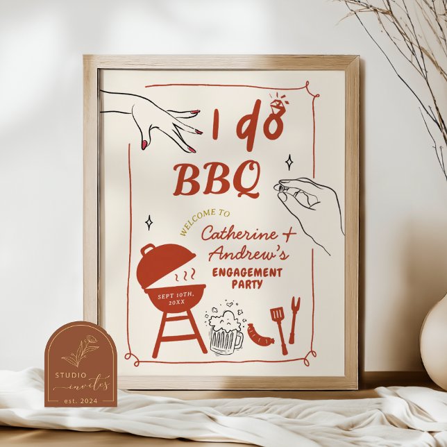 Póster Fiesta de compromiso en el patio trasero dibujado  (Subido por el creador)