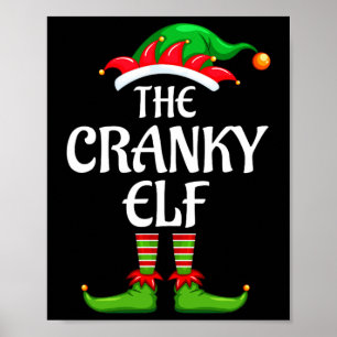 Póster Fiesta de Cranky Elf Matching Family Group Navidad