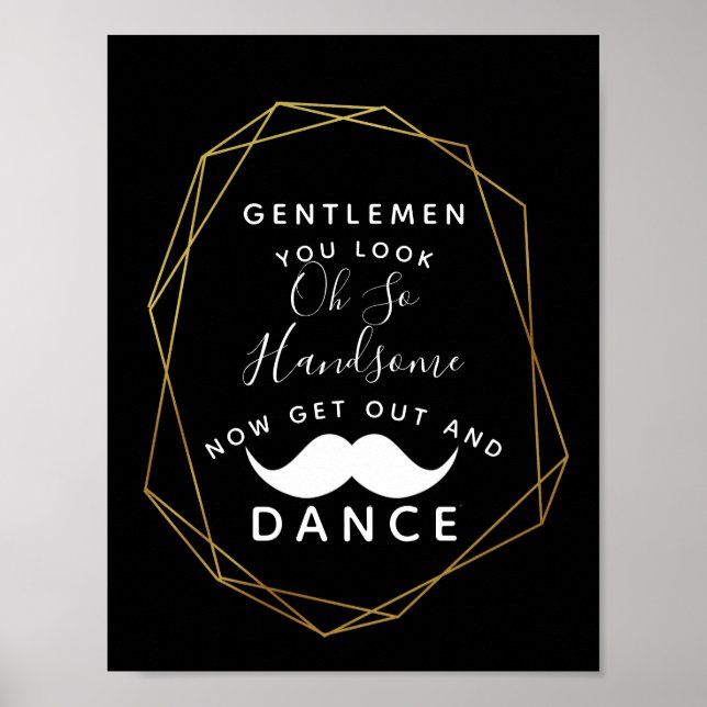 Póster fiesta de cristal geométrico GENTLEMEN boda DE CUA (Frente)
