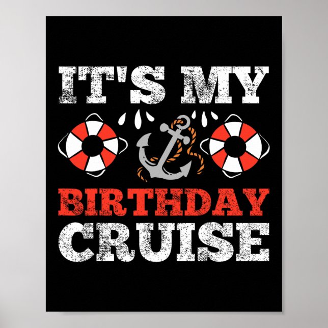 Póster Fiesta de crucero en barco de cumpleaños (Frente)