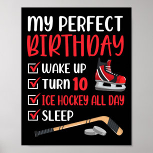 Póster Fiesta de cumpleaños 10 años de hockey sobre hielo