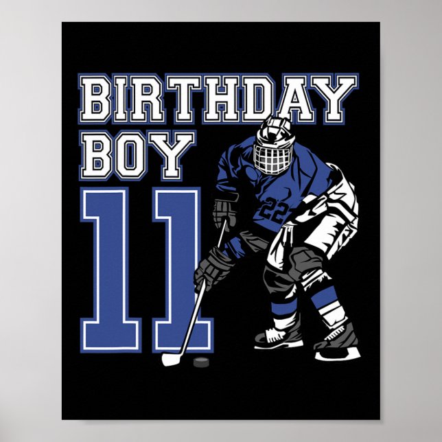 Póster Fiesta de cumpleaños 11 años de Hockey sobre Hielo (Frente)
