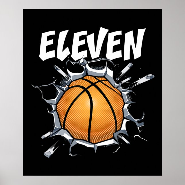 Póster Fiesta de cumpleaños 11 años del baloncesto (Frente)