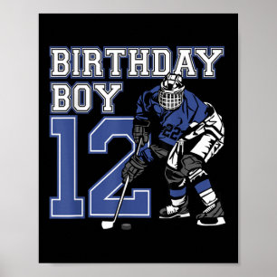 Póster Fiesta de cumpleaños 12 años de Hockey sobre Hielo