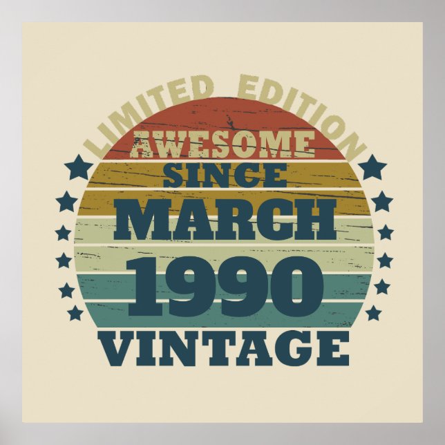 Póster Fiesta de cumpleaños 35 vintage personalizada (Frente)