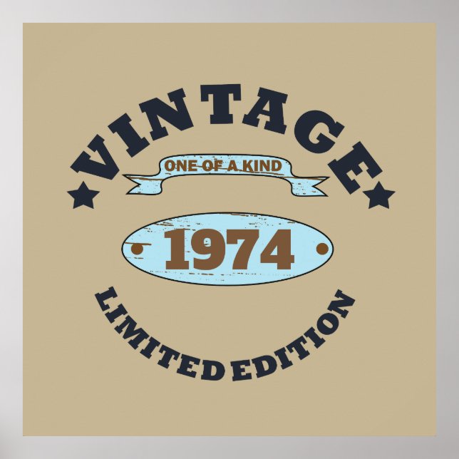Póster Fiesta de cumpleaños 50 vintage personalizada (Frente)