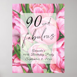 Póster Fiesta de cumpleaños 90 de Peonies