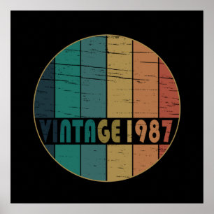 Póster Fiesta de cumpleaños al estilo vintage de 1987