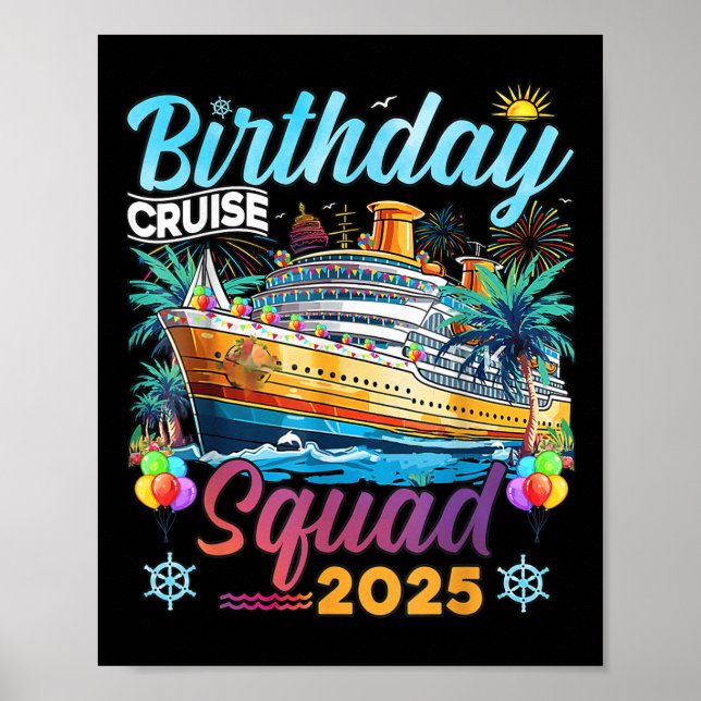 Póster Fiesta de cumpleaños coincidente con el crucero de (Frente)