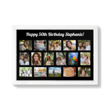 Fiesta de cumpleaños con collage de 16 fotos perso