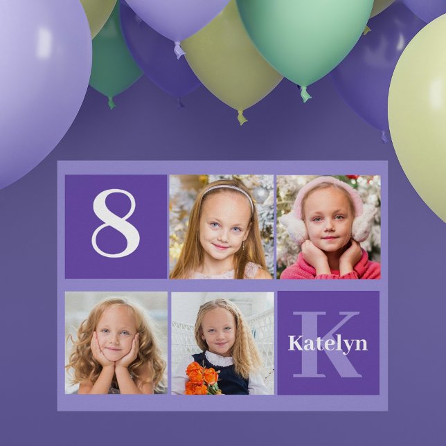 Póster Fiesta de Cumpleaños con Foto Personalizada Morada (Subido por el creador)