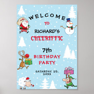 Póster Fiesta de Cumpleaños con Tema Divertido de Navidad