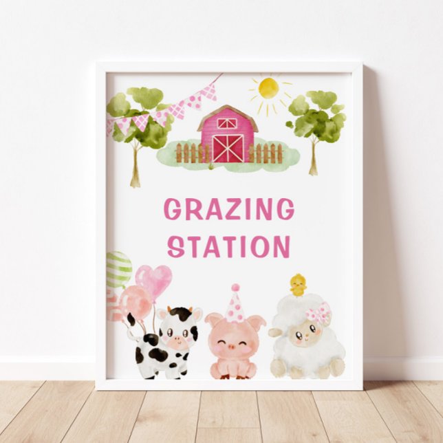 Póster Fiesta de cumpleaños de animales de la granja rosa (Subido por el creador)