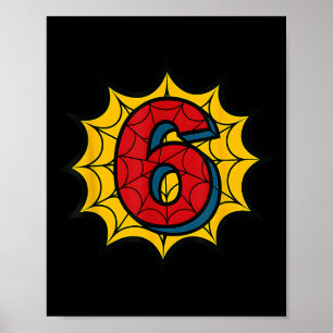Póster Fiesta de cumpleaños de araña para niños de 6 años