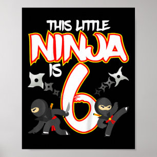 Póster Fiesta de cumpleaños de artes marciales ninja de 6