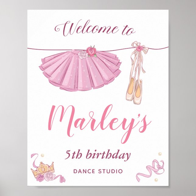 Póster Fiesta de cumpleaños de baile de bailarina Tutú a  (Frente)