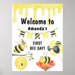 Póster Fiesta de cumpleaños de bienvenida del día de la a