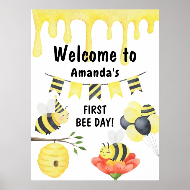 Póster Fiesta de cumpleaños de bienvenida del día de la a (Frente)