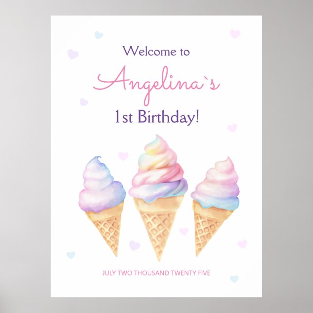 Póster fiesta de cumpleaños de bienvenida poster. (Frente)