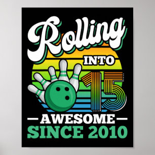 Póster Fiesta de Cumpleaños de Bolos Cumpliendo 15 Años 1