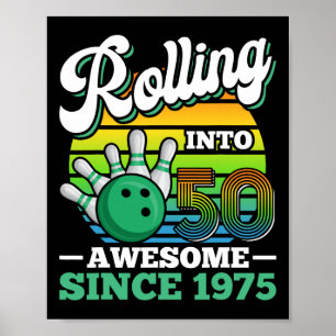 Póster Fiesta de Cumpleaños de Bolos Cumpliendo 50 Años 5