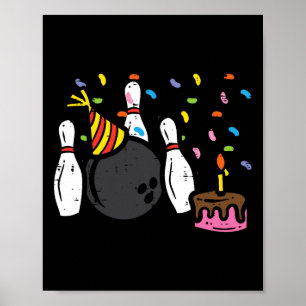 Póster Fiesta de cumpleaños de bolos para hombres, mujere