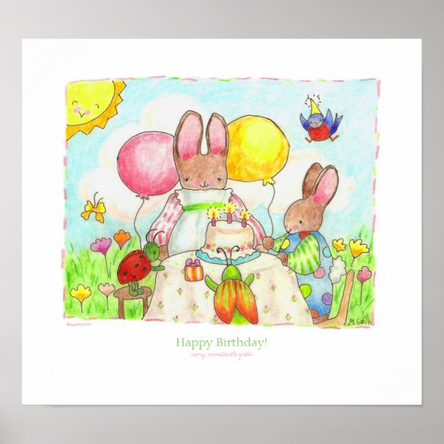 Póster fiesta de cumpleaños de bug y bunny (Frente)