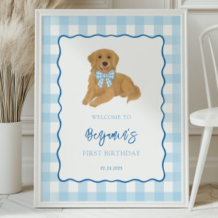 Póster Fiesta de Cumpleaños de Cachorro de Golden Retriev
