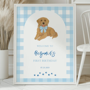Póster Fiesta de Cumpleaños de Cachorro de Golden Retriev
