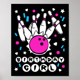 Póster Fiesta de Cumpleaños de Chica de Bolos Niños Genia