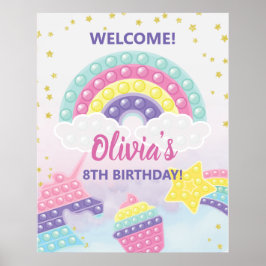 Póster Fiesta de cumpleaños de chica Pop It Fidget