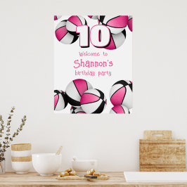 Póster fiesta de cumpleaños de chicas de baloncesto negro