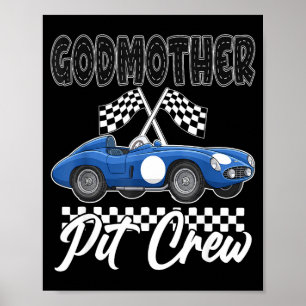 Póster Fiesta de cumpleaños de coche de carreras madrina