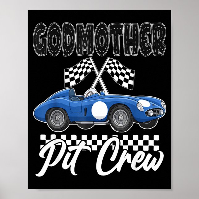Póster Fiesta de cumpleaños de coche de carreras madrina  (Frente)