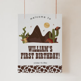 Póster Fiesta de cumpleaños de Cowboy o signo de bienveni