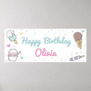 Póster Fiesta de cumpleaños de crema de hielo de cualquie