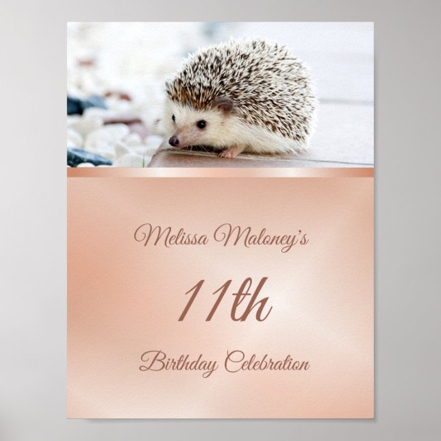 Póster Fiesta de cumpleaños de Cute Hedgehog (Frente)