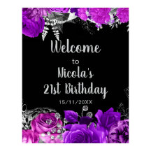 Fiesta de Cumpleaños de Flores Moradas y Plateadas