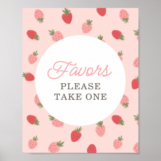 Póster Fiesta de cumpleaños de fresa rosa favorece al Rót (Frente)