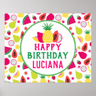 Póster Fiesta de Cumpleaños de Frutas Tutti Frutti de Piñ