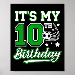 Póster Fiesta de cumpleaños de fútbol número 10 para niño