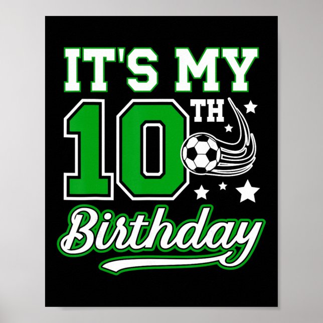 Póster Fiesta de cumpleaños de fútbol número 10 para niño (Frente)