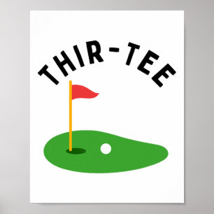 Póster Fiesta de cumpleaños de golf número 30 Treinta gol