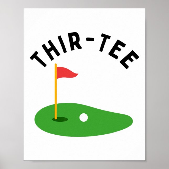 Póster Fiesta de cumpleaños de golf número 30 Treinta gol (Frente)