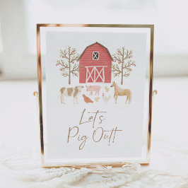 Póster Fiesta de cumpleaños de granja vamos a sacar el Ró