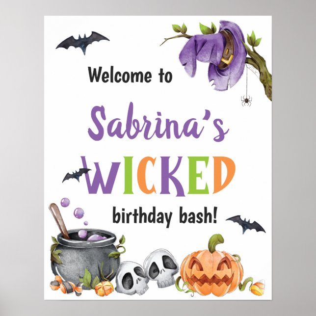 Póster Fiesta de cumpleaños de Halloween, cualquier edad (Frente)