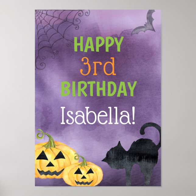 Póster Fiesta de cumpleaños de Halloween para niños (Frente)
